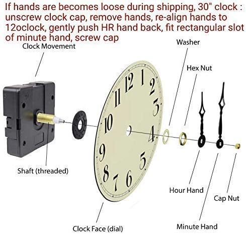 30-inch Farmhouse Metal & Solid Wood Noiseless Wall Clock (Whitewash, 30-inch)