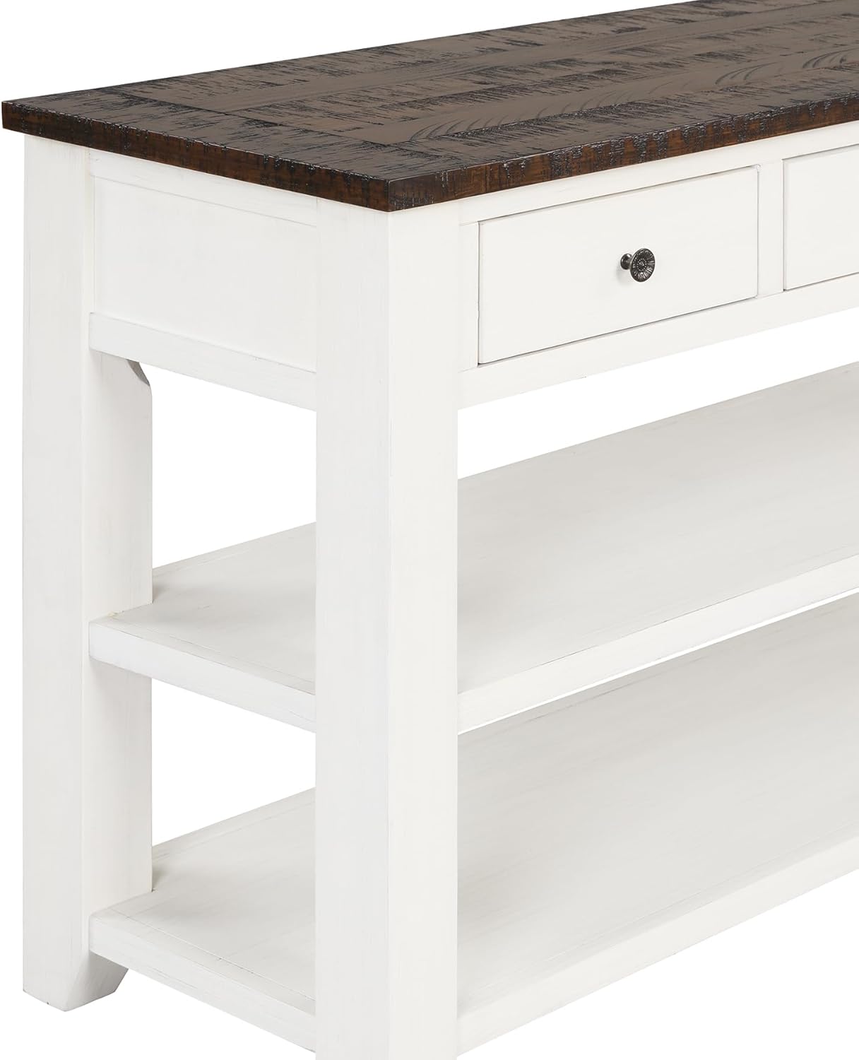 Farmhouse Wood Entryway Console Table 48-Inch Modern Sofa Entry Table with Drawers and Storage Shelves for Entrance Living Room (Antique White)