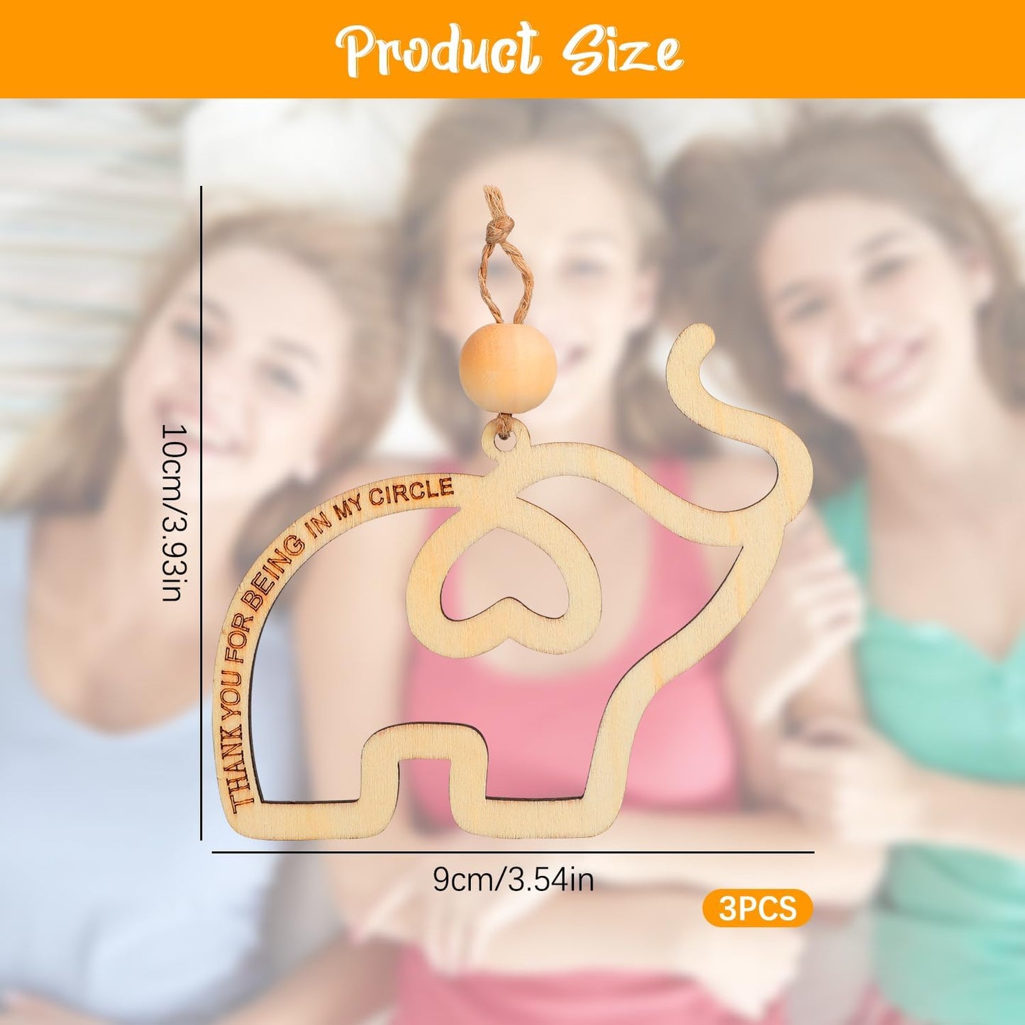 3 PCS Friendship Wooden Elephant Ornament Set, Sisterhood & Best Friends Gift, Christmas Ornament with Story