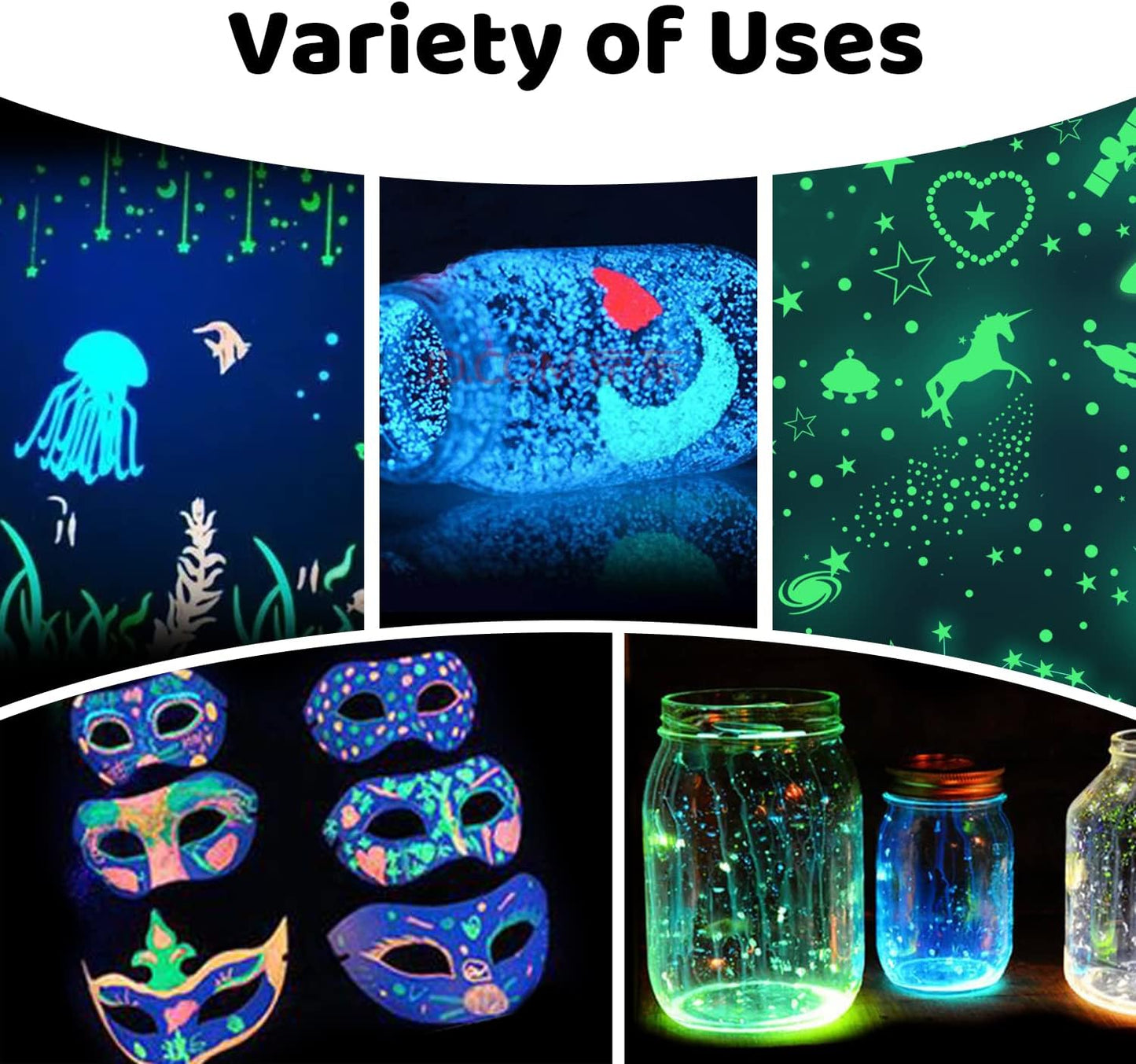 ARTME Glow in The Dark Paint, Glow Paint Set of 12 Bright Colors 30ml/1oz, Long Lasting Glow Fluorescent Perfect for Art Painting, DIY projects, Easter, Halloween, and Christmas Decorations