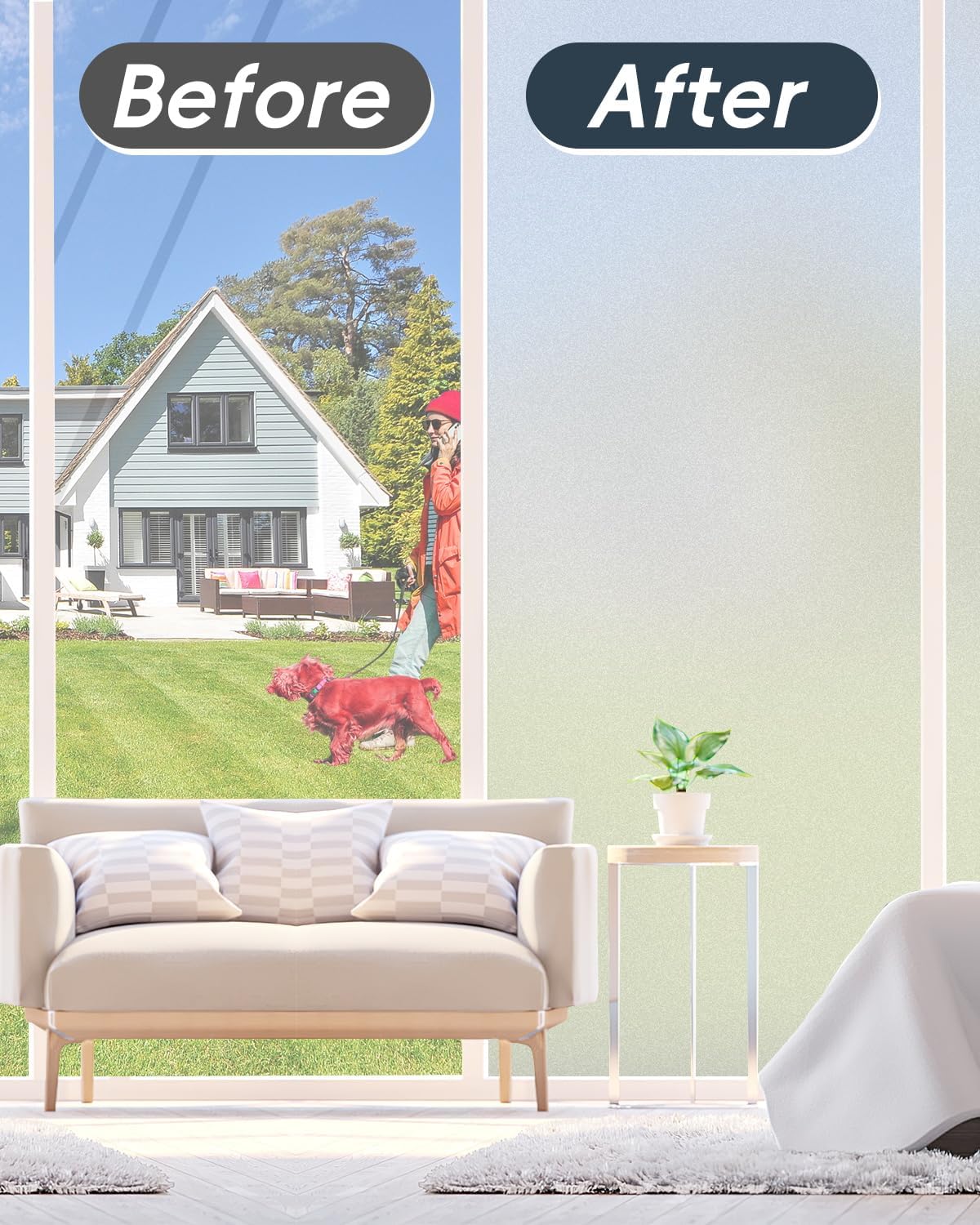 Frosted Glass Window Privacy Film Decorative with Tools, 2 Way Frosting Privacy Film for Glass Windows, Static Cling Tint for Home Anti-UV, Covering Clings 29.5" by 78.74"