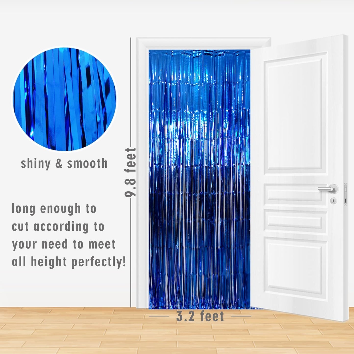 GOER 3.2 ft x 9.8 ft Metallic Tinsel Foil Fringe Curtains Party Photo Backdrop Party Streamers for Birthday,Graduation,New Year Eve Decorations Wedding Decor (4 Packs,Navy)