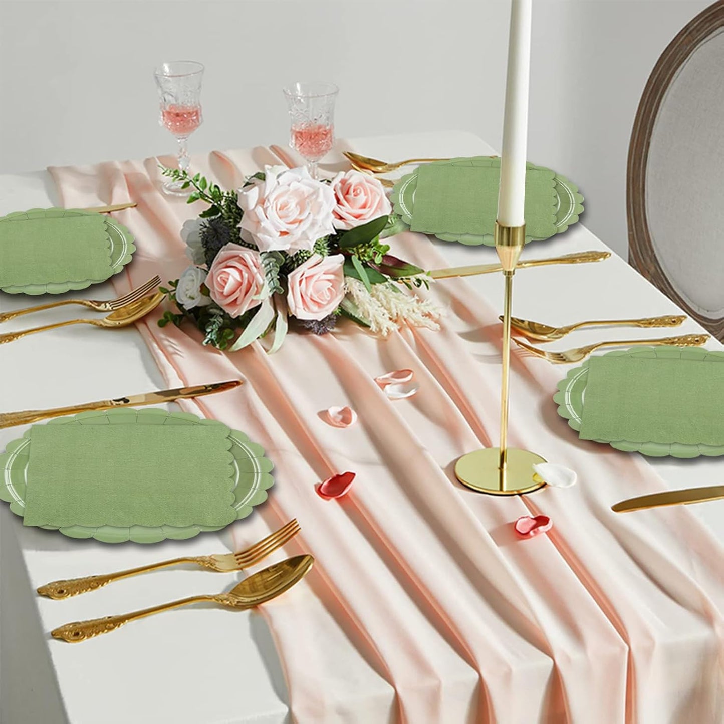 40 Pcs Party Dessert Plates and Napkins Sets Sage Green 9" Paper Plates and 6.5" Napkins Party Supplies Tableware Decoration For Birthday Picnic