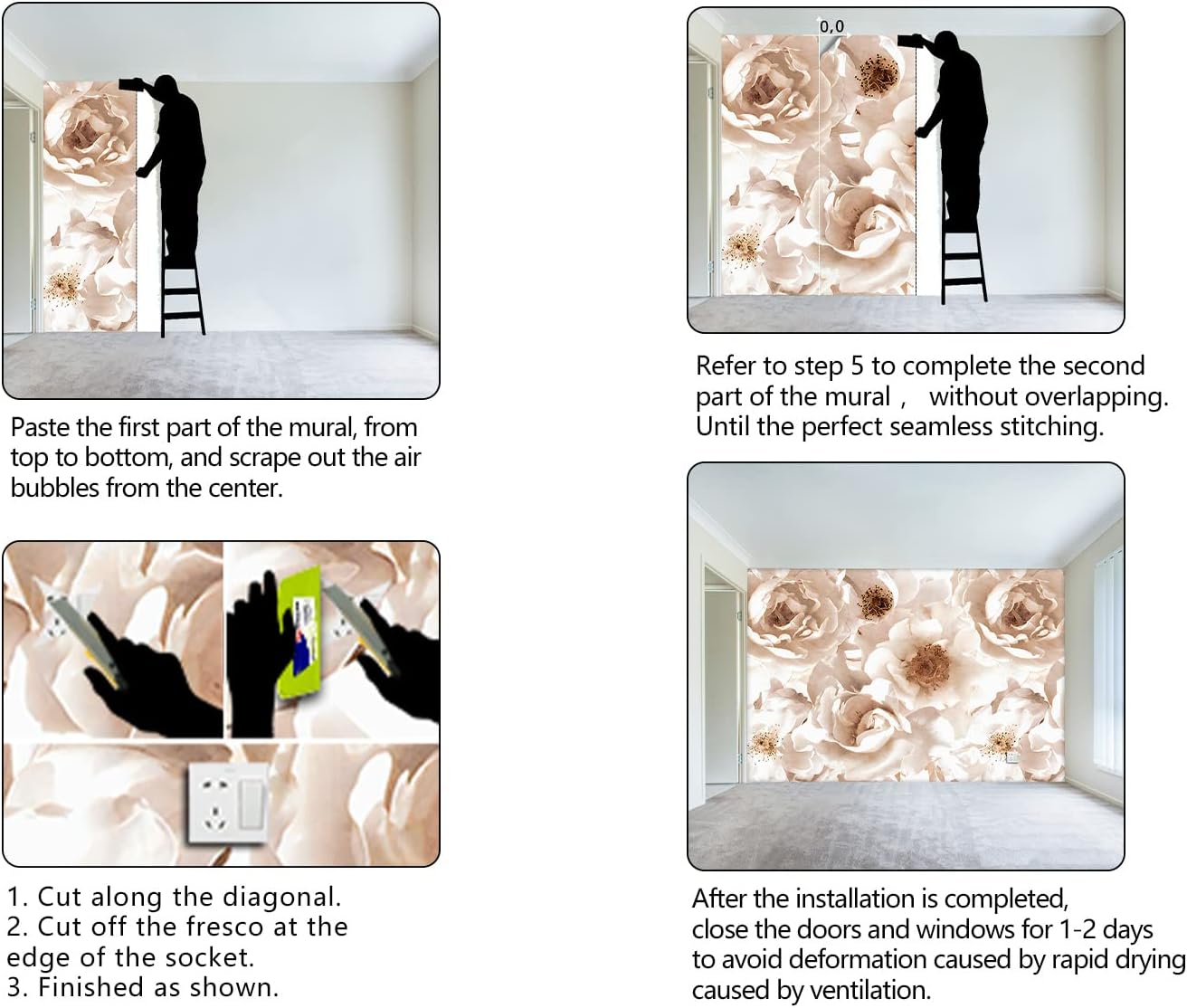 Floral wallpeper for Girls Bedroom Modern Flower Living Room Wall Mural - 160"x108"(Not Peel and Stick)