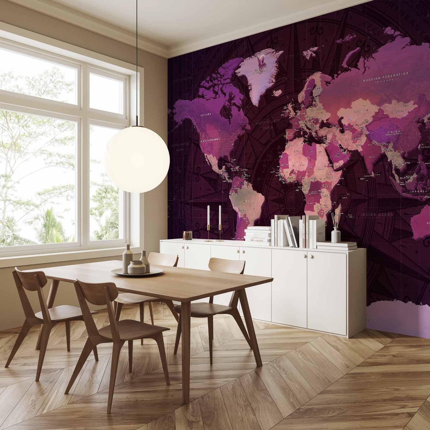 artgeist Wall Mural World Map 96x69 in - XXL Peel and Stick Self-Adhesive Wallpaper Removable Large Sticker Foil Wall Decor Print Picture Image Design Map of The World k-A-0273-a-a