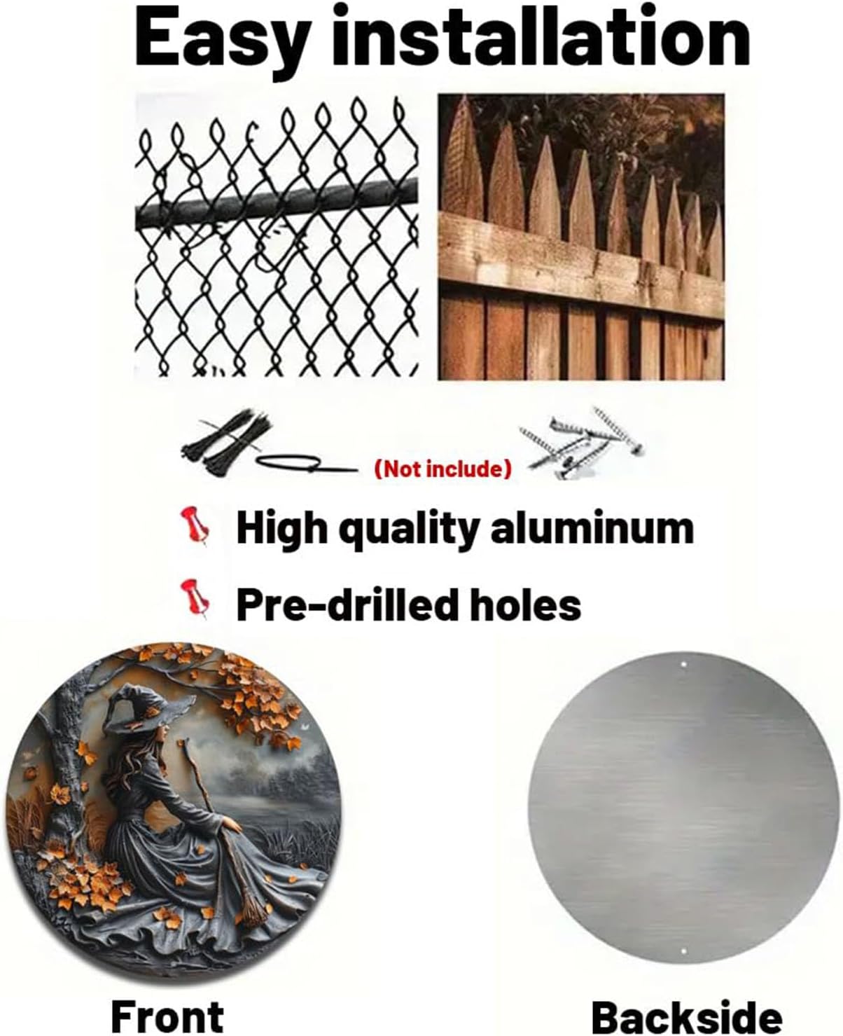 Fanyil/Olygee/Sherum/Shirem/Pubyfun/Glosrity/Libilin/Graddi/Solymody/Gowebs/Goredny/Vianys Witching Hour, Door Way Hanging Decor Halloween, 2D Wooden Round Witches Sign (A+B, 7.87")