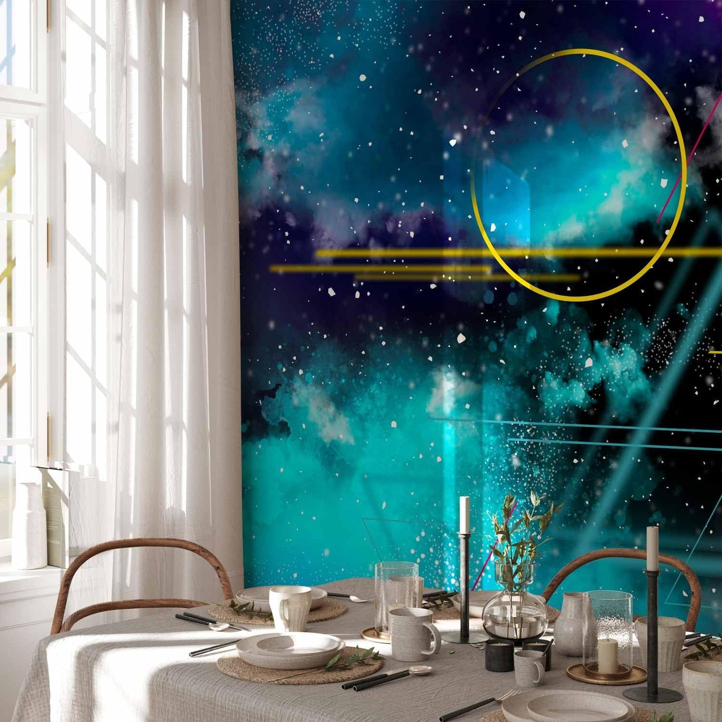artgeist Wall Mural Galaxy 173x124 in - Peel and Stick Self-Adhesive Wallpaper Removable Large Sticker Foil Wall Decor Print Design Mural Cosmos Galaxy Cosmonaut Astronaut a-A-10328-a-a