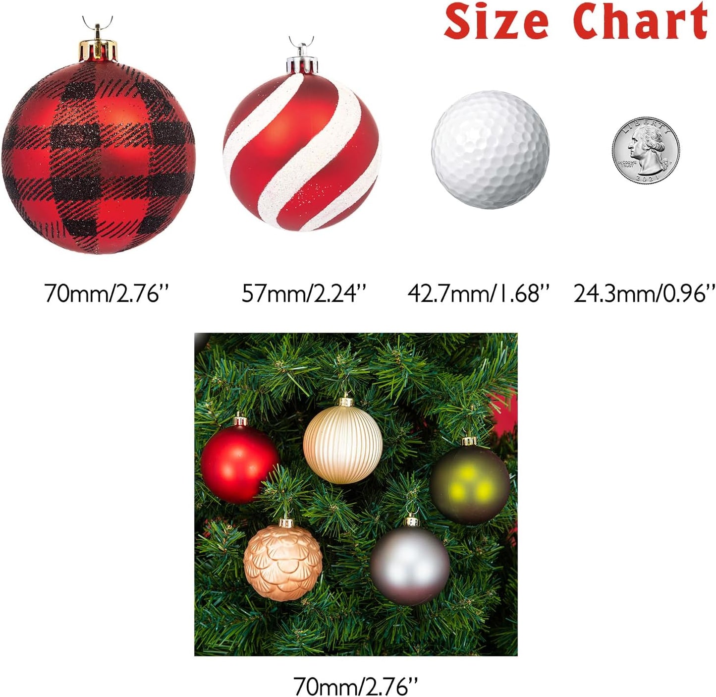 Every Day is Christmas Ornaments, Shatterproof Christmas Tree Ornament Set, Christmas Balls Decoration 35 Count (2.75"/70mm, New Woodland)