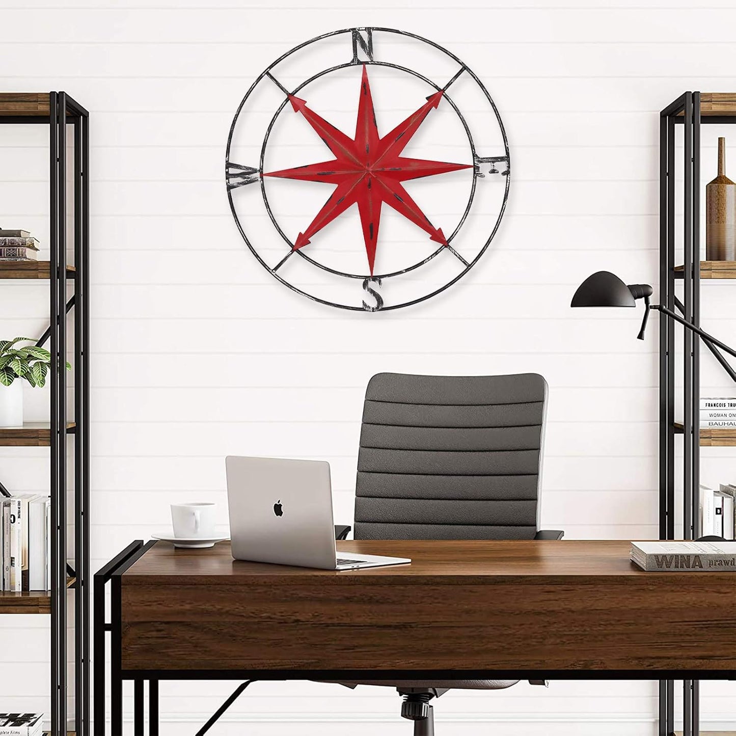 aboxoo Round Metal Compass Decorative Compass Metal Wall Art Hanging Wall Sculpture 11 Inch Diameter Farmhouse Decor Indoor or Outdoor Sign