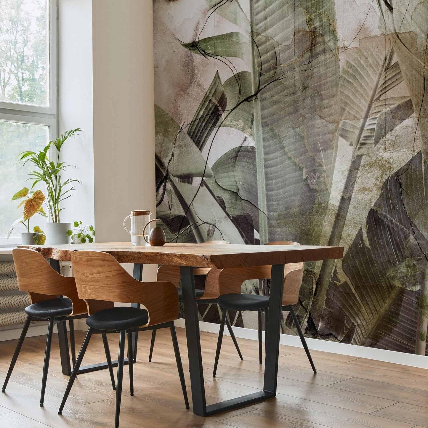 artgeist Wall Mural Tropical Leaves 177x124 in - XXL Non-Woven Wallpaper Fleece Wall Decor Photo Print Picture Image Design Plant Jungle Nature Like Painted b-C-0776-a-a