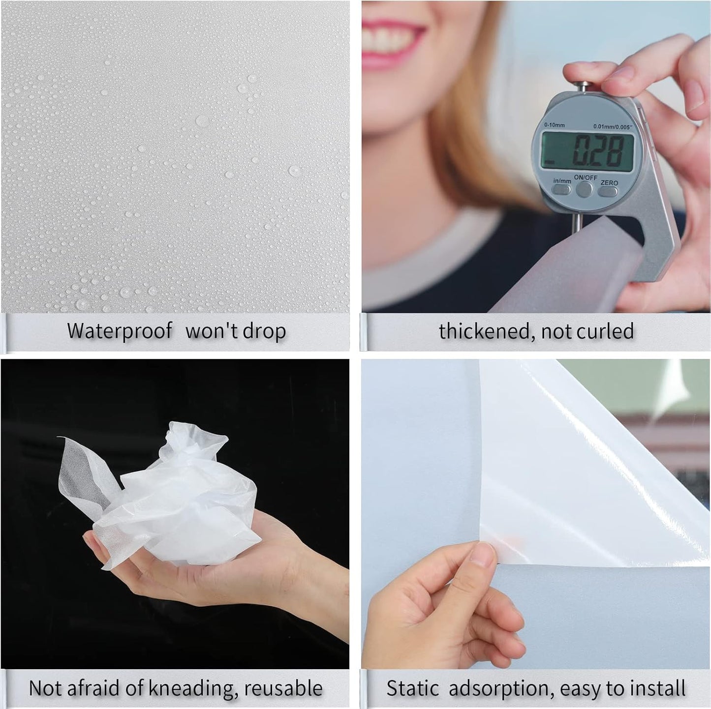 Frosted Glass Window Film with Tools,Reusable Window Privacy Film,Static Clings Window Film Kit for Home Bathroom and Office. (Pure, 45.2Inch×196.9Inch)