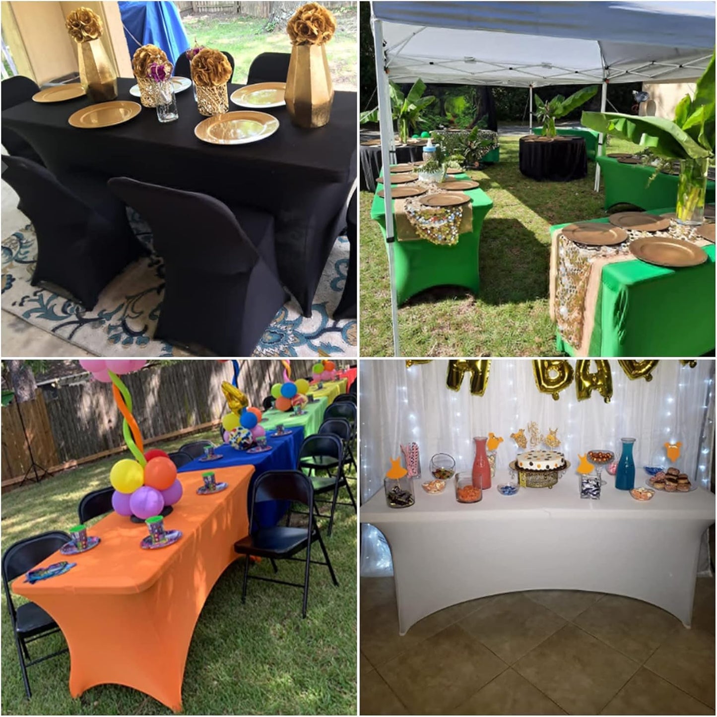 2Pack Spandex Waterproof Table Covers 4ft,Spandex 4ft Waterproof Table Cover for Party,Wedding, Banquet, and Events(Champagne)