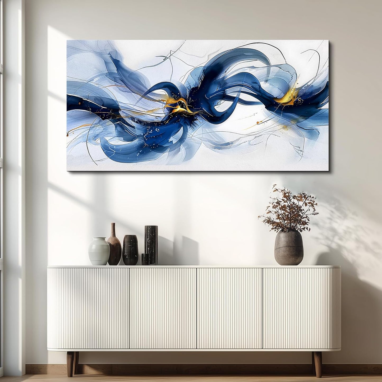 FUHAIHUA Large Wall Decor For Living Room Canvas Wall Art For Office Wall Decorations For Bedroom Abstract Ink Painting Artwork Room Home Decor 24x48 In