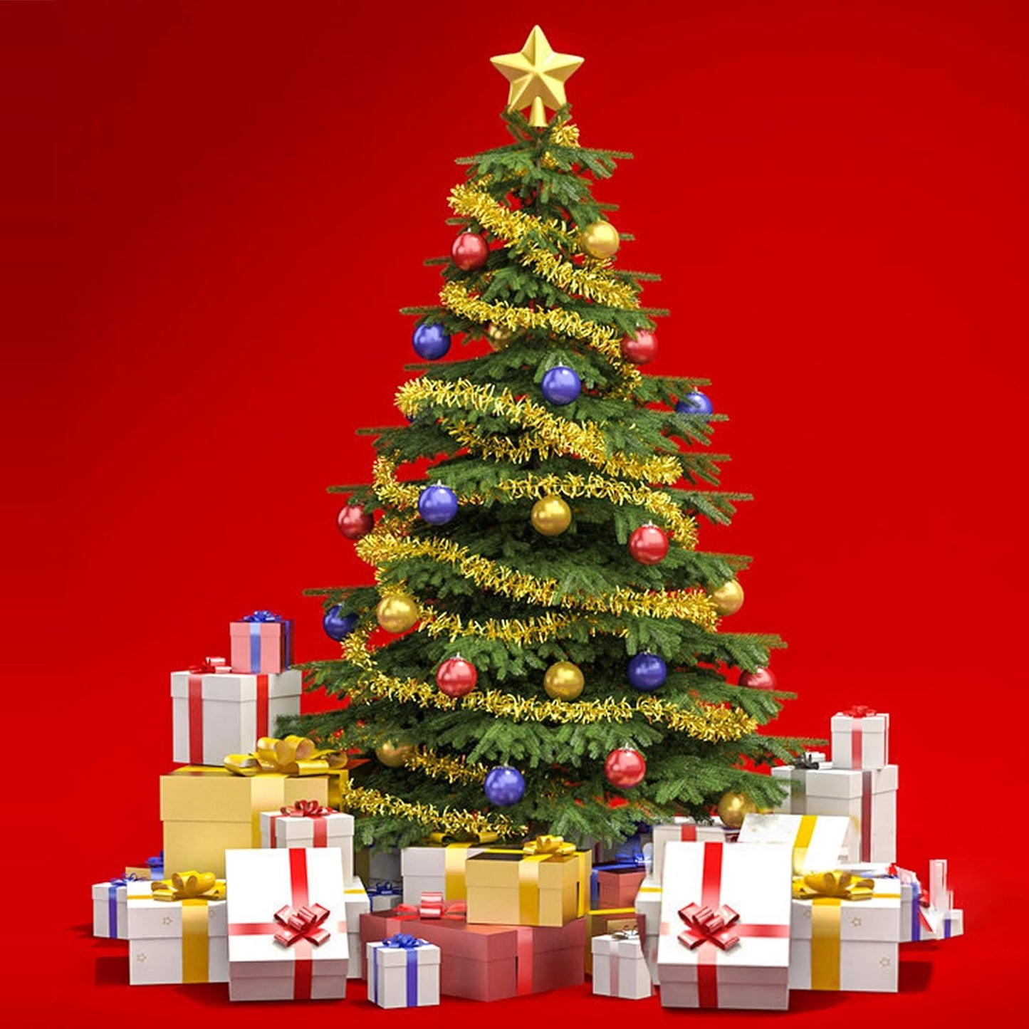 25 ft Long Roll Gold Tinsel Twist Garland, Shiny Metallic Foil Decorations for Parade Floats, Halloween, Christmas Eve, New Year Parties (4" x 25' roll, Gold)