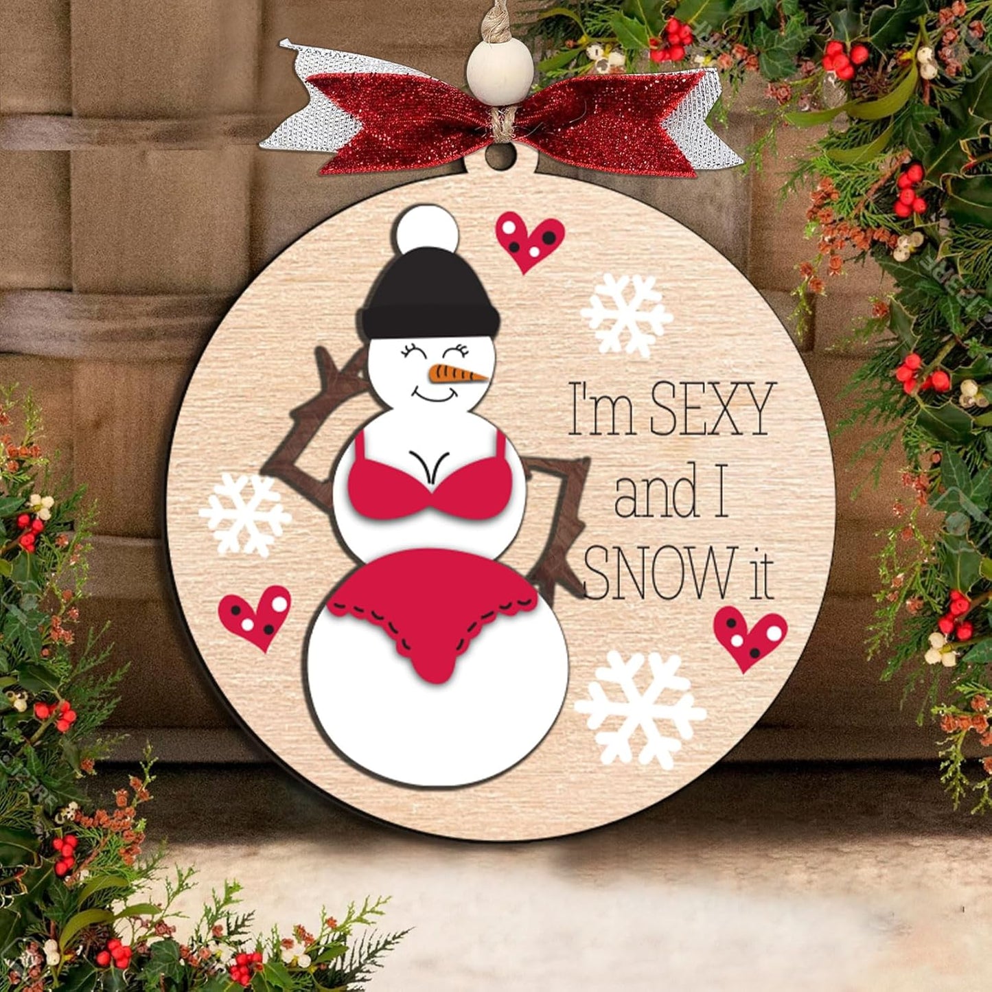 Funny Holiday Ornament 2025 β Wooden Christmas Tree Decoration for Adults - Exchange Funny Ornaments for Adults - Naughty Ugly Christmas Tree Hanging - Unique Christmas Ornaments