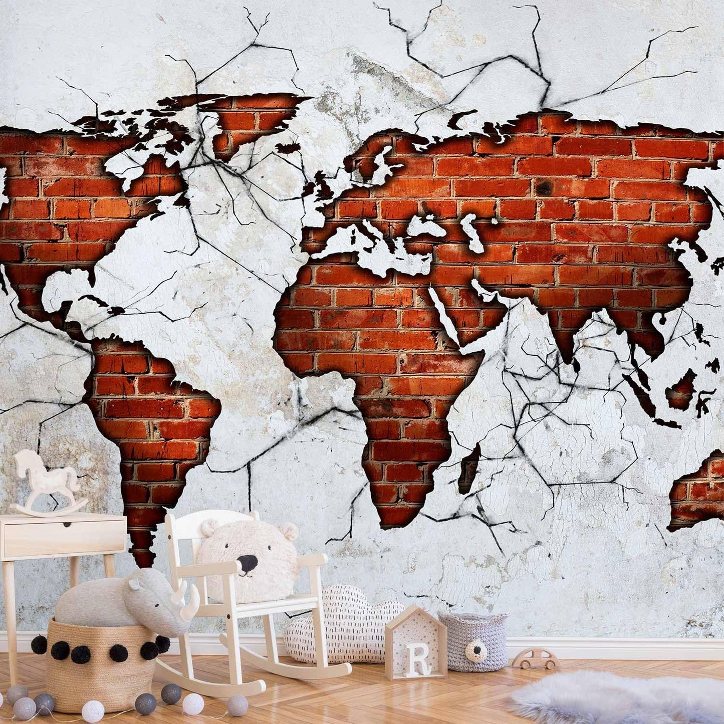 artgeist Premium Wall Mural World Map 177x124 in - XXL Non-Woven Wallpaper Fleece Wall Decor Photo Print Picture Image Design Map of The World k-A-0495-a-a
