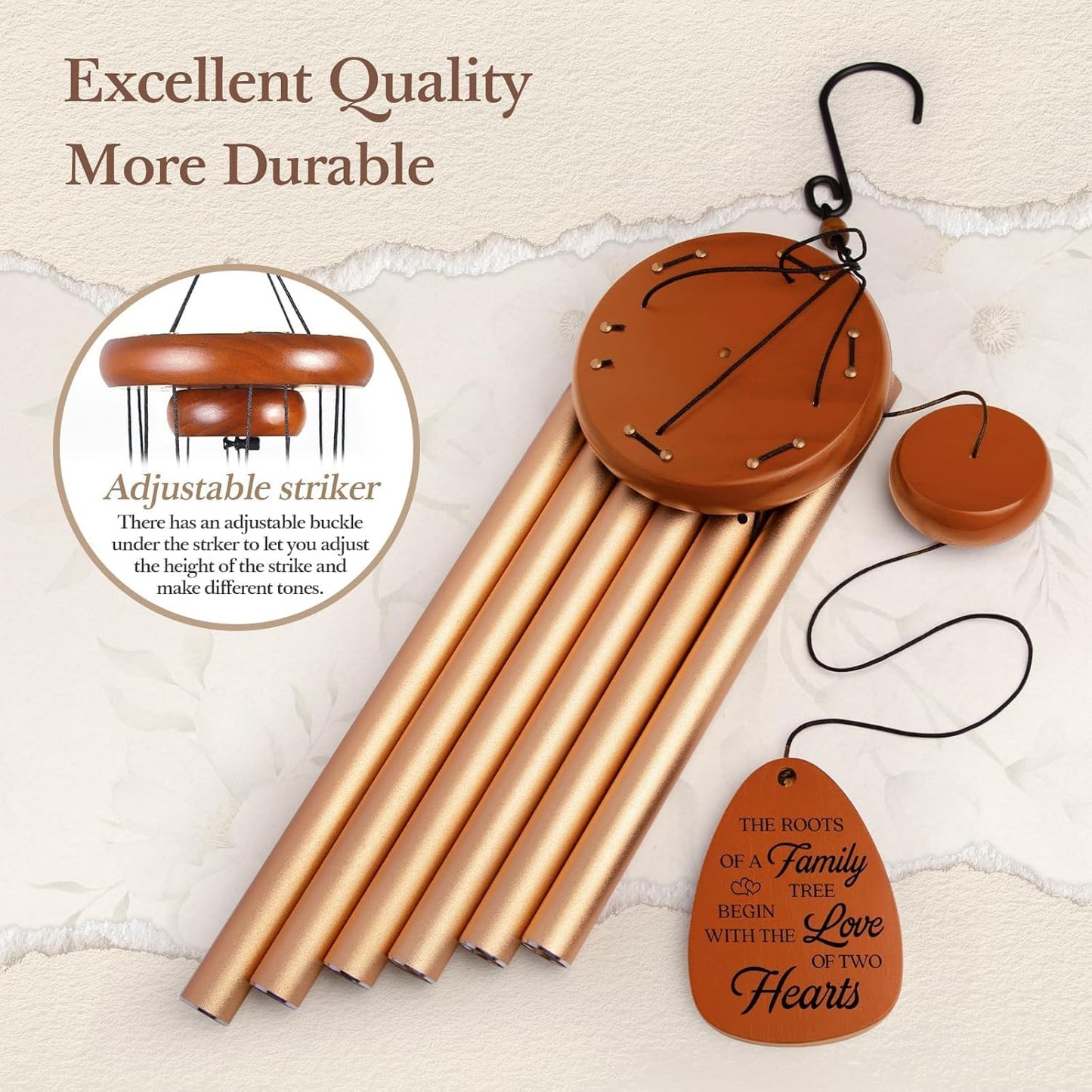 50th Wedding Anniversary Wind Chime, Happy 50th Anniversary Romantic Gifts for Couple, Parents, Wife, Husband, Friends, Golden Anniversary's Keepsake Gifts Ideas-Large 36''