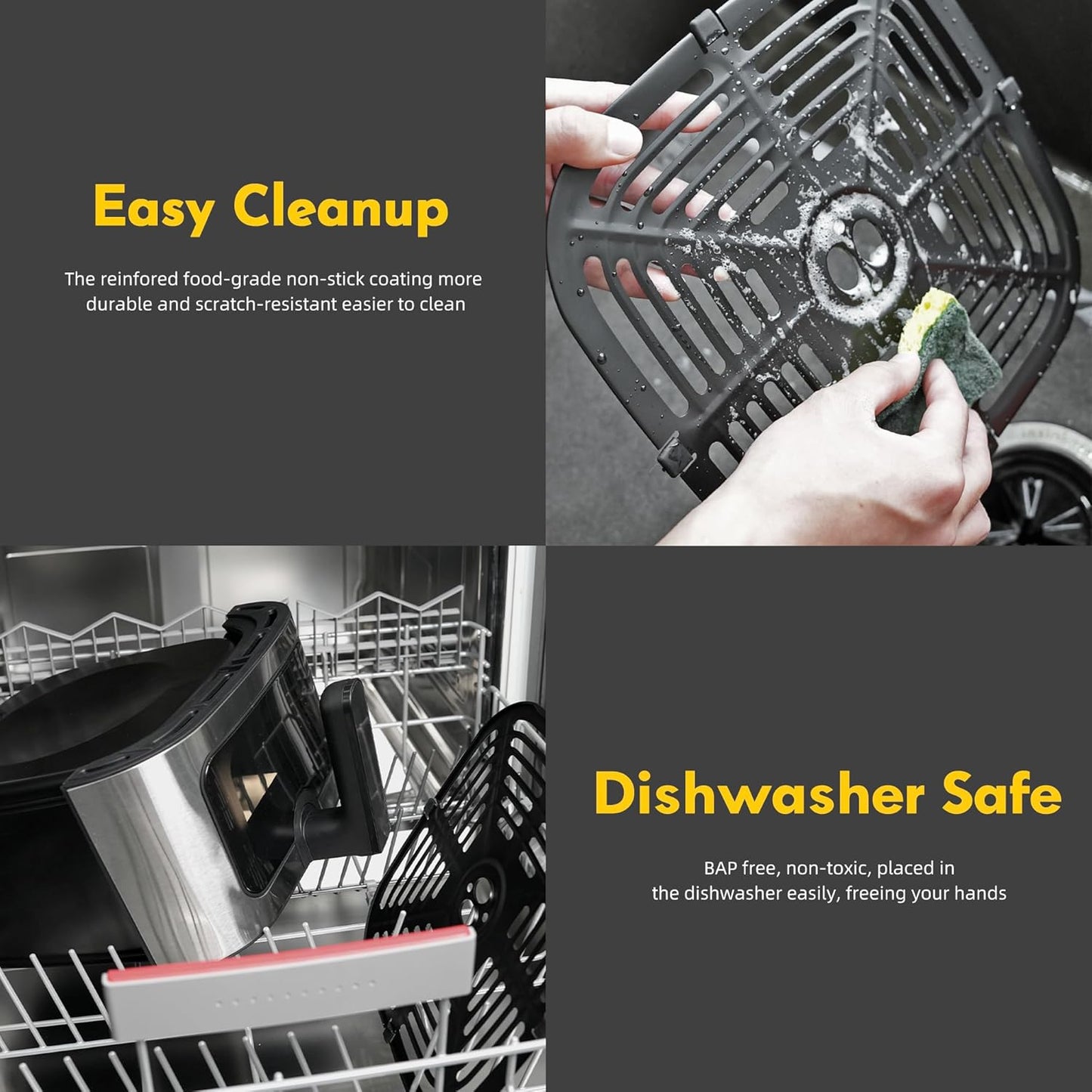 8.5QT Air Fryer, Family Size Digital Air Fryers, Nonstick Square Basket, Smart Touchscreen with 8-Preset, Air Frying, Reheat Leftovers, Party Food, Fast Cooking, Dishwasher-Safe, for Kitchen