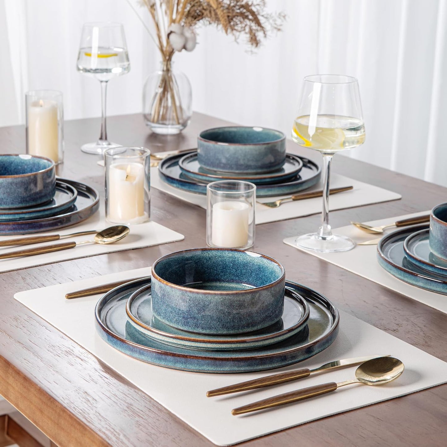 AmorArc Ceramic Dinnerware Sets, Handmade Reactive Glaze Stoneware Plates and Bowls Sets,Highly Chip and Crack Resistant | Dishwasher & Microwave Safe Dishes Set, Service for 6 (18pc)