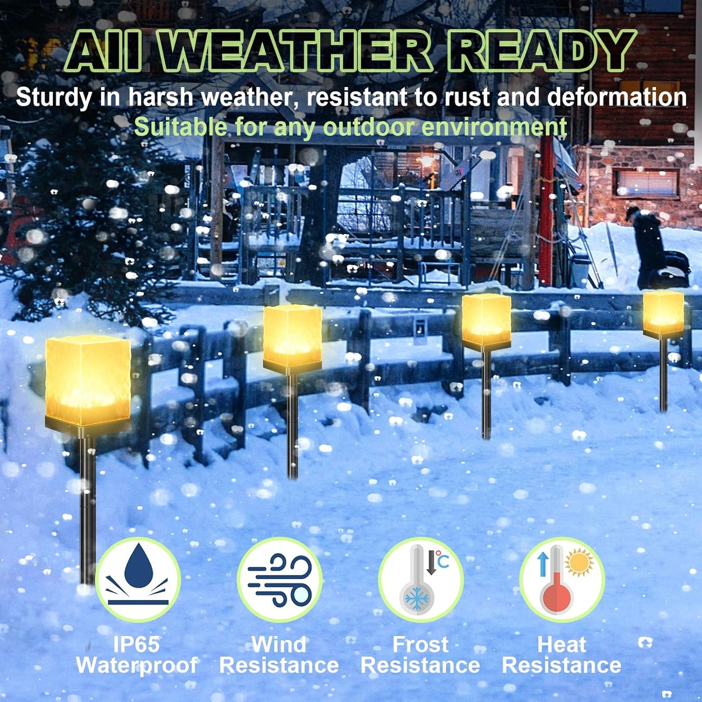 4 Pack Solar Pathway Lights Outdoor, Waterproof Ground Light Featuring Crystal-Clear Ice Brick Aesthetic, Multi-use Landscape Decoration Lighting Solar Powered Garden Lawn Lamp (Warm White)