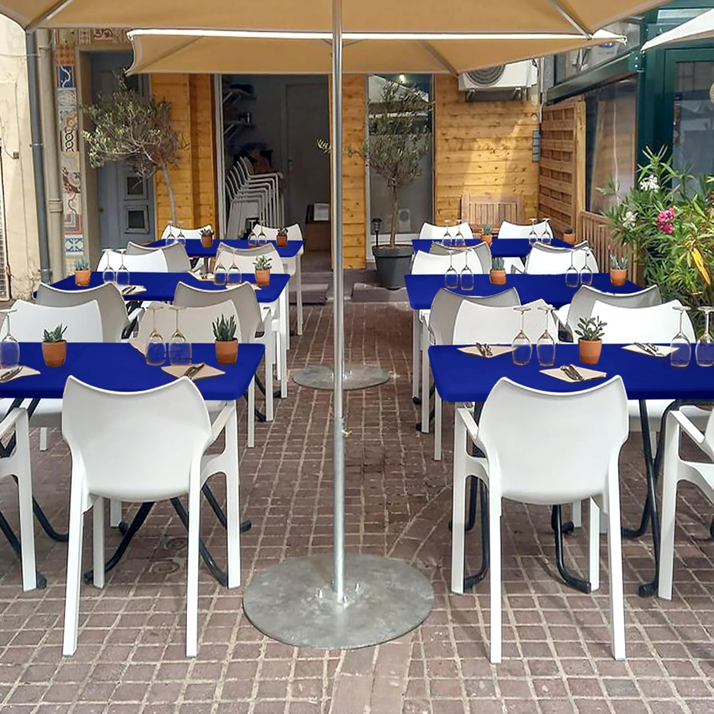 Fitted Tablecloth for 6 Foot Rectangle Tables-10 Pack Royal Blue Elastic Outdoor Picnic Table Cover-Spandex Stretch Folding Tablecloths for Camping Dining Room Patio Kitchen Banquet Party