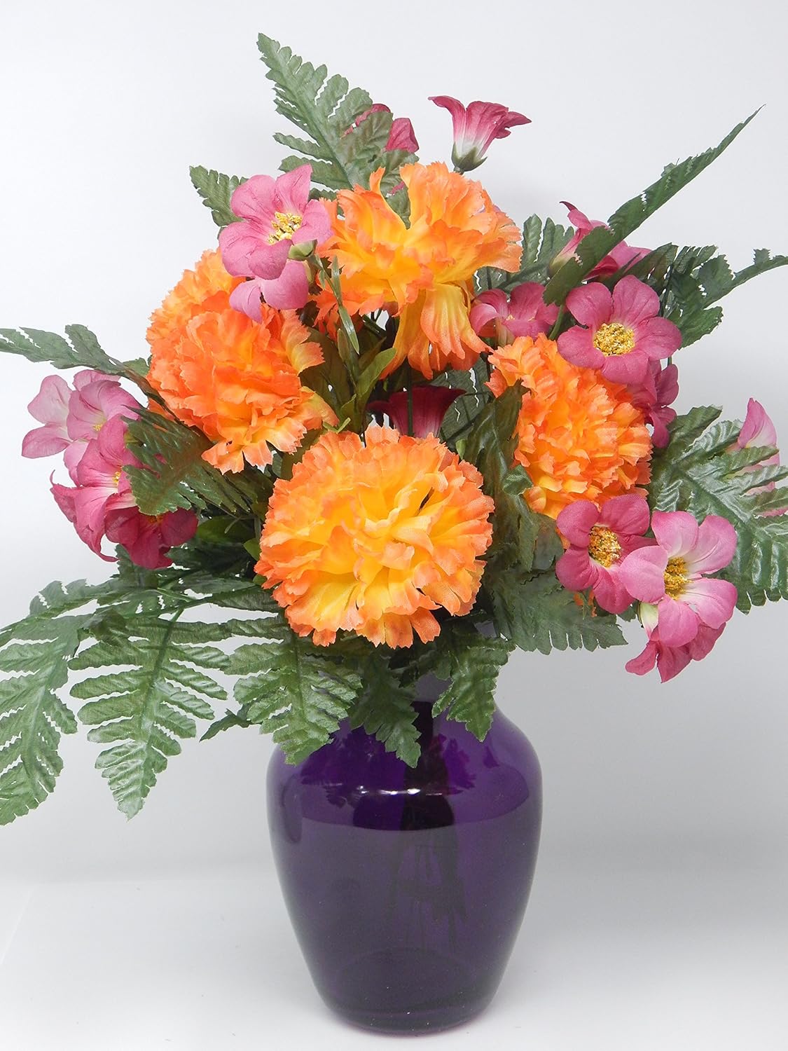 Floral Supply Online - 8" Rose Vase and Flower Guide Booklet - Decorative Glass Flower Vase for Floral Arrangements, Weddings, Home Decor or Office. (Purple)