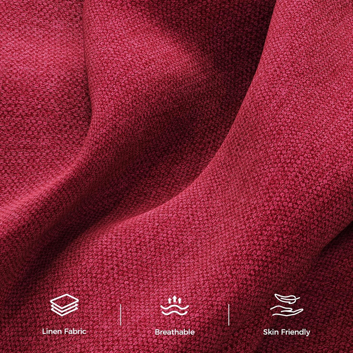 89” Futon Sofa Bed, Linen Comfy Futon Couch Bed with 2 Square Pillows, Convertible Sleeper Sofa with Adjustable Backrest& Armrests, Modern Loveseat Sleeper for Living Room, Bedroom, Red