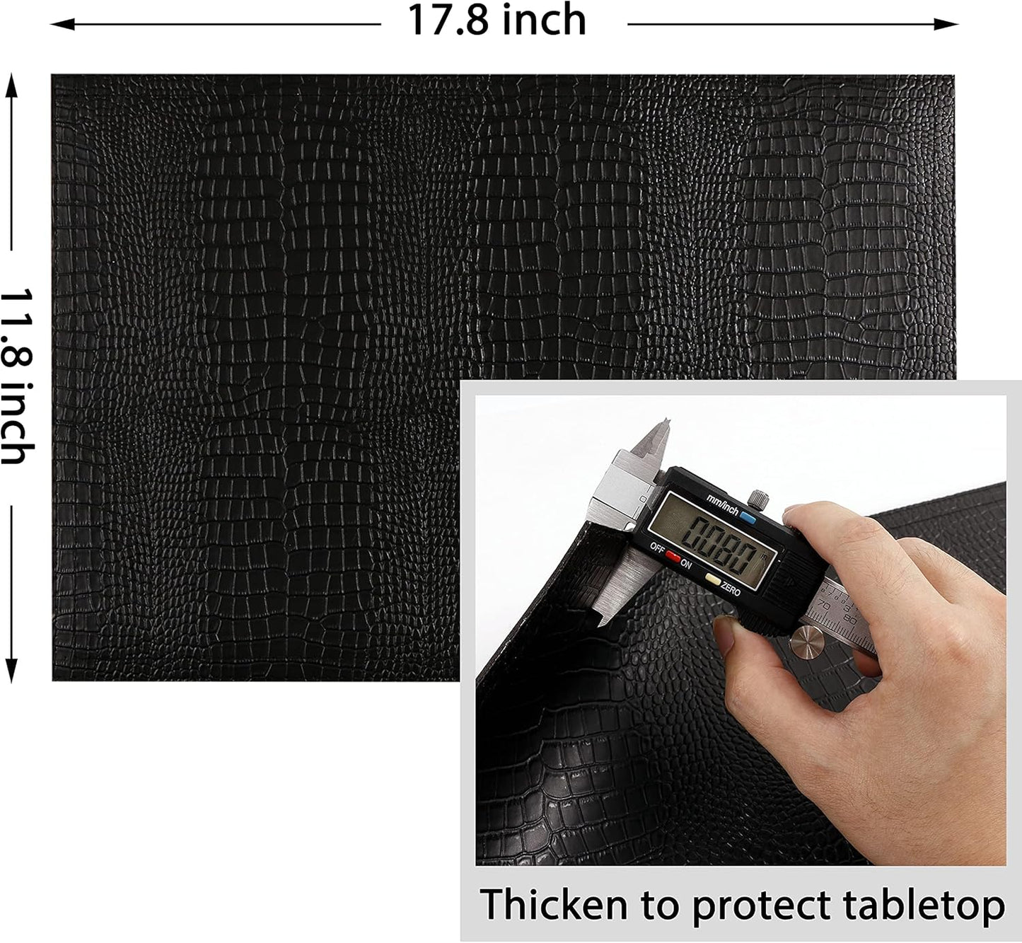 Faux Leather Hardboard Placemats, Set of 4 PU Table Mats, Easy to Clean, Heat & Stain Resistant for Office Conference Table,Dining Home Decor