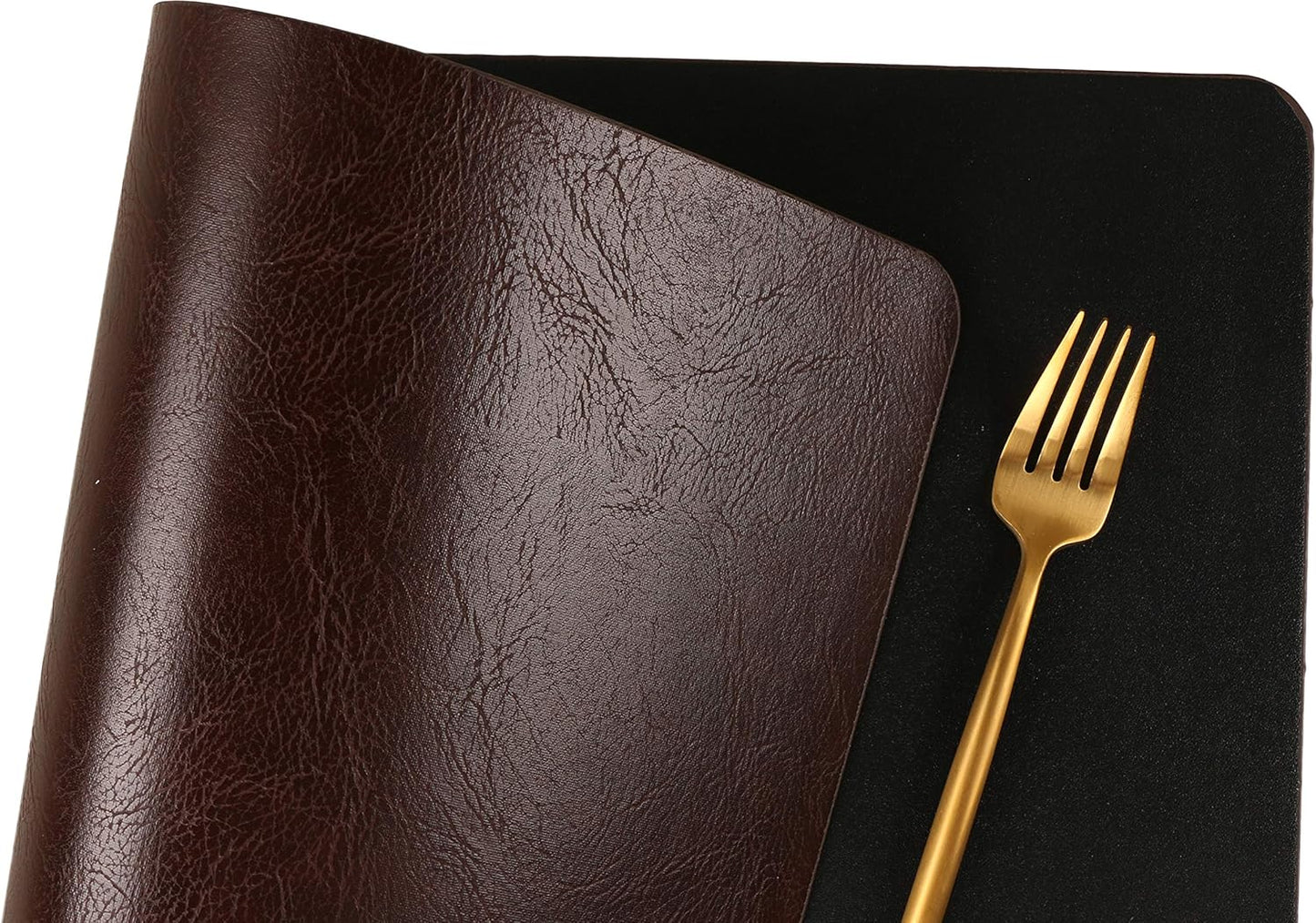 Faux Leather Placemats, Set of 8 PU Table Mats, Easy to Clean, Heat & Stain Resistant for Office Conference Table,Dinging Home Decor F Dark Brown