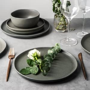 AmorArc Ceramic Dinnerware Sets, Wavy Rim Stoneware Plates and Bowls Sets, Highly Chip and Crack Resistant | Dishwasher & Microwave & Oven Safe Dishes set, Service for 6 (18pc)