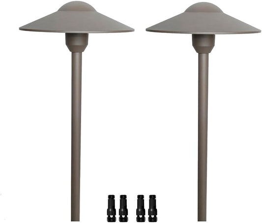 Arrownine Cast Aluminum Low Voltage Outdoor Pathway Light Walkway Landscape Path Lights Included Ground Spike,Wire Connectors Free Replaceable 3 Watts G4 LED Bulb Warm White 2-Pack Bronze Finish