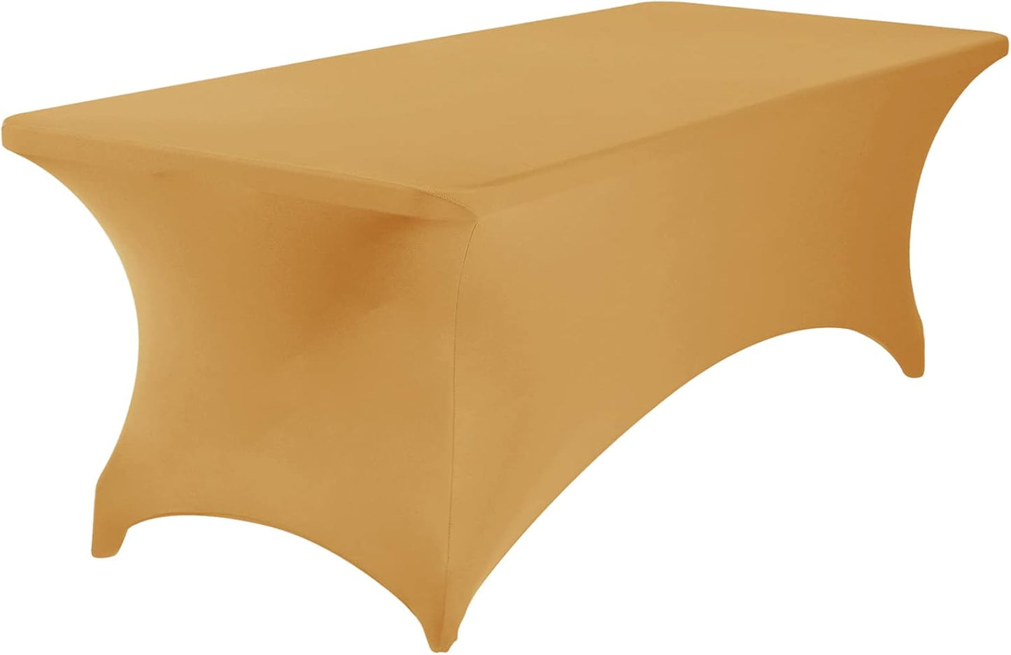 4Pack Spandex Waterproof Table Covers 8ft，Spandex 8ft Waterproof Table Cover for Party,Wedding, Banquet, and Events(Gold)