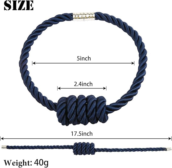 Fenghuangwu 2Pack Magnetic Curtain Tiebacks – Bohemian Style Handmade Woven Tie-Backs for Drapes,Elegant Exquisite Knot Holdbacks,Outdoor Boho & Modern Home Decor（Black