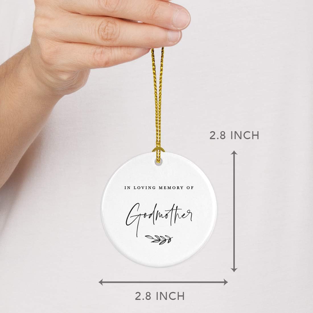 Andaz Press Round Ceramic Porcelain Christmas Tree Ornament Keepsake Collectible Godmother Bereavement Memorial Gift, in Loving Memory of My Godmother, 1-Pack