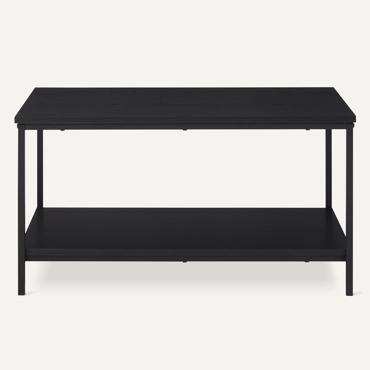 Amazon Basics Rectangular Coffee Table with Bottom Shelf, Living Room Centre Table, Wooden Black, 19.9" D x 31.5" W x 16.5" H