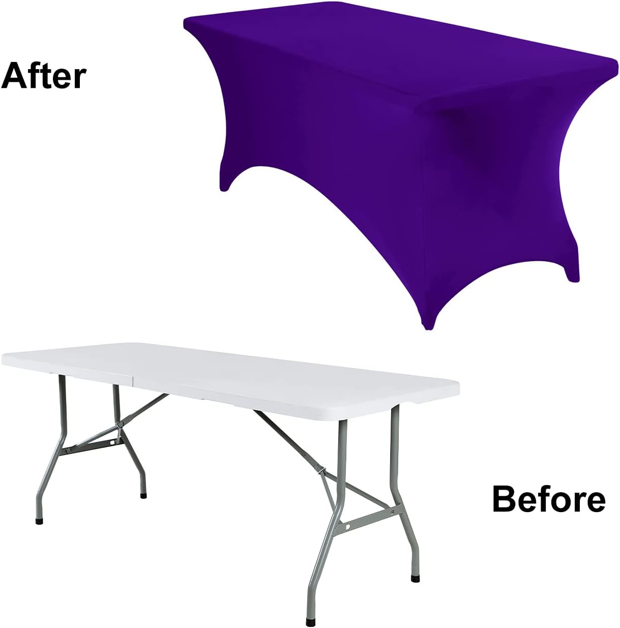 4Pack Spandex Waterproof Table Covers 6ft，Spandex 6ft Waterproof Table Cover for Party,Wedding, Banquet, and Events(Purple)