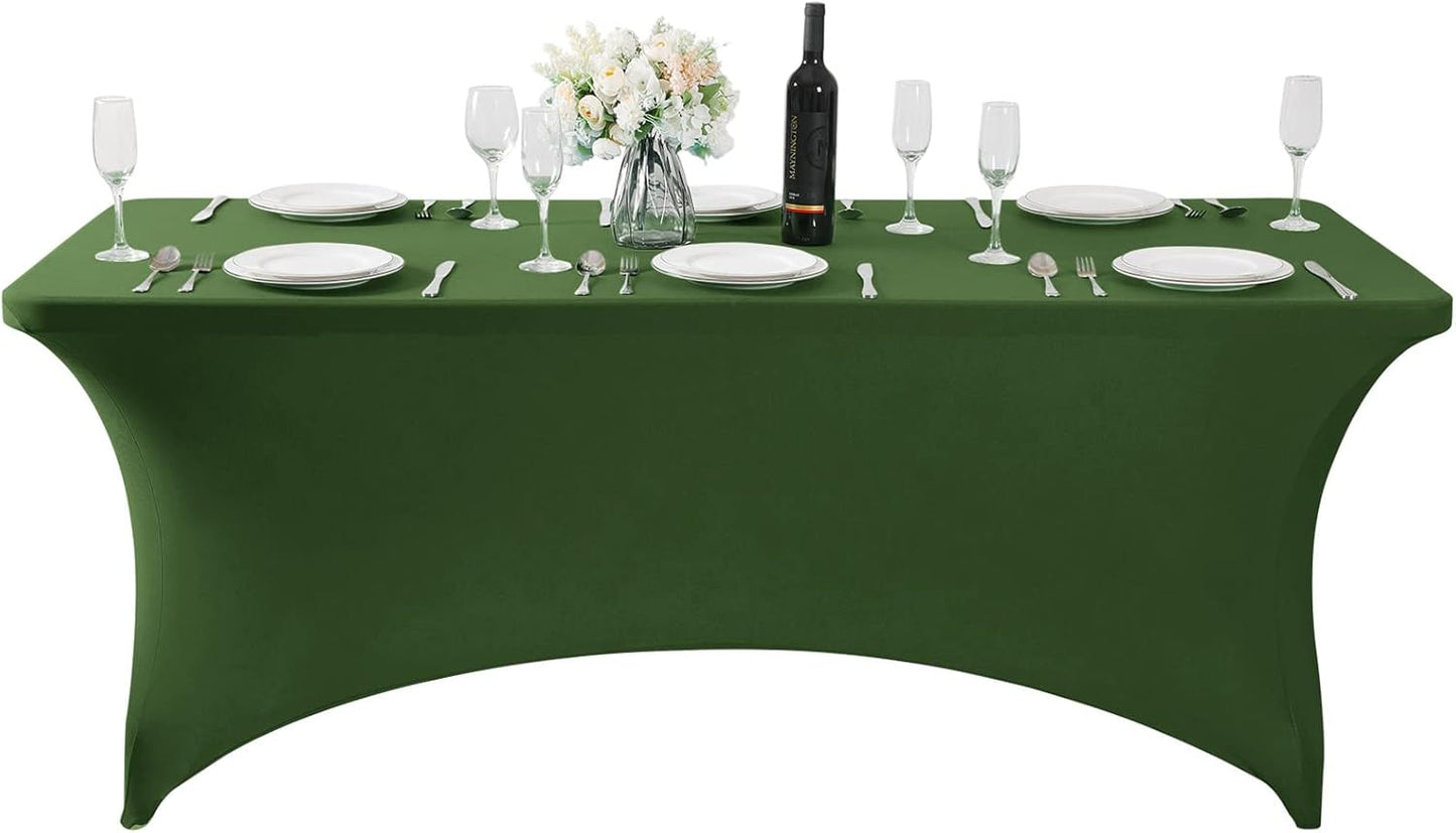 2Pack Spandex Table Cover for 8FT or 4ft or 6ft Table Universal Fitted Stretch Tablecloth for Party, Banquet, Wedding and Events-Willow