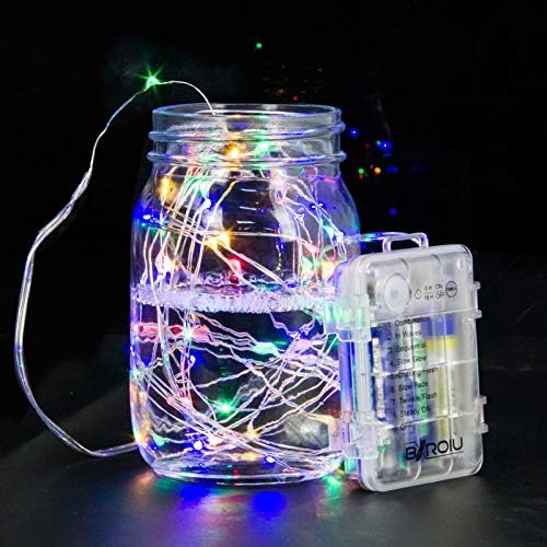 2 x Fairy Lights Battery Operated, Silver Wire Chains 8 Mode 5M 50 LEDs Timer String Lights with Remote Control for Bedroom Christmas Party Wedding Decoration (Multicolor)