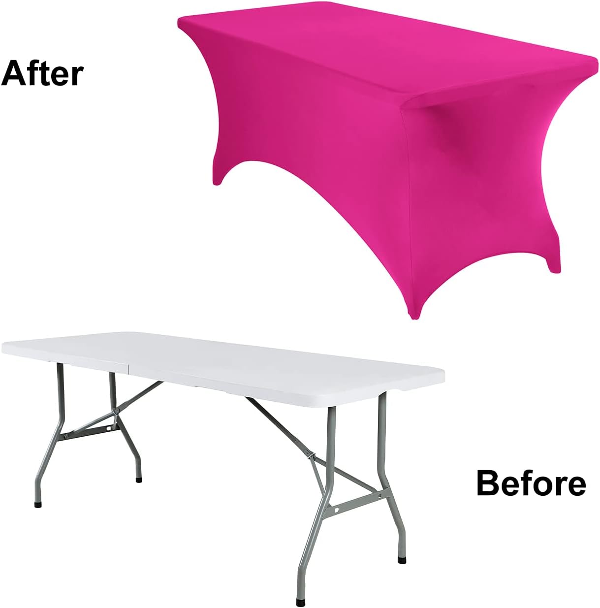 4Pack Spandex Waterproof Table Covers 6ft，Spandex 6ft Waterproof Table Cover for Party,Wedding, Banquet, and Events(Fuchsia)