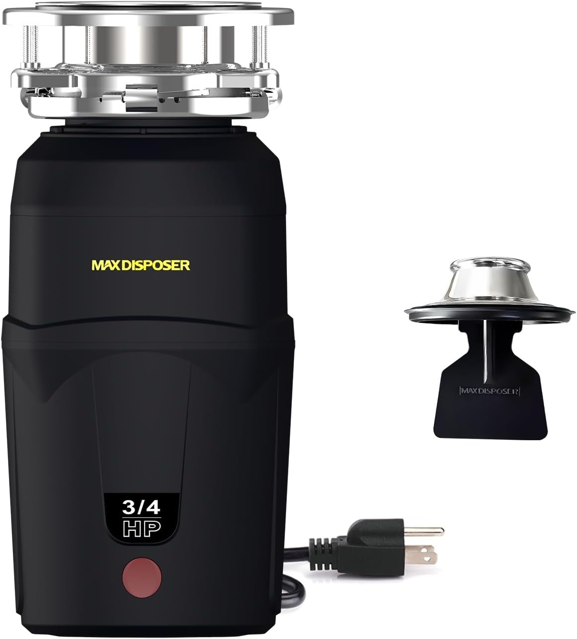 A600 Garbage Disposal 3/4 HP for Kitchen Sink, Food Waste Disposer Fast Continuous Feed Stainless Steel Grind, Quiet, Ease Install, With Power Cord, Powerful Drainage Compact Design 0.75 Horsepower