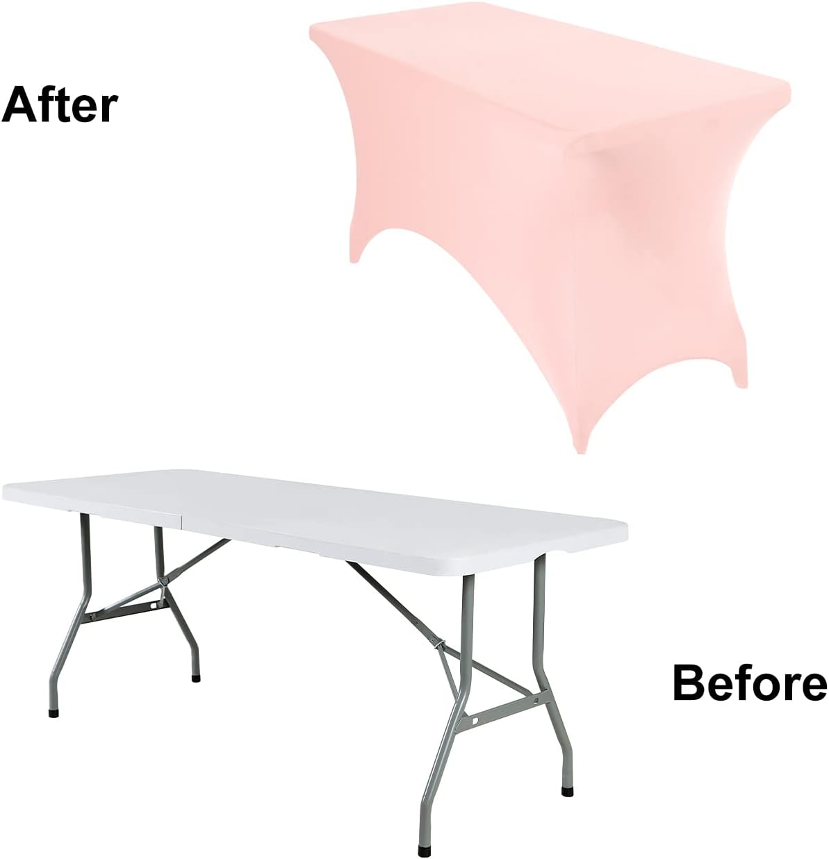 2Pack Spandex Waterproof Table Covers 4ft，Spandex 4ft Waterproof Table Cover for Party,Wedding, Banquet, and Events(Blush Pink)