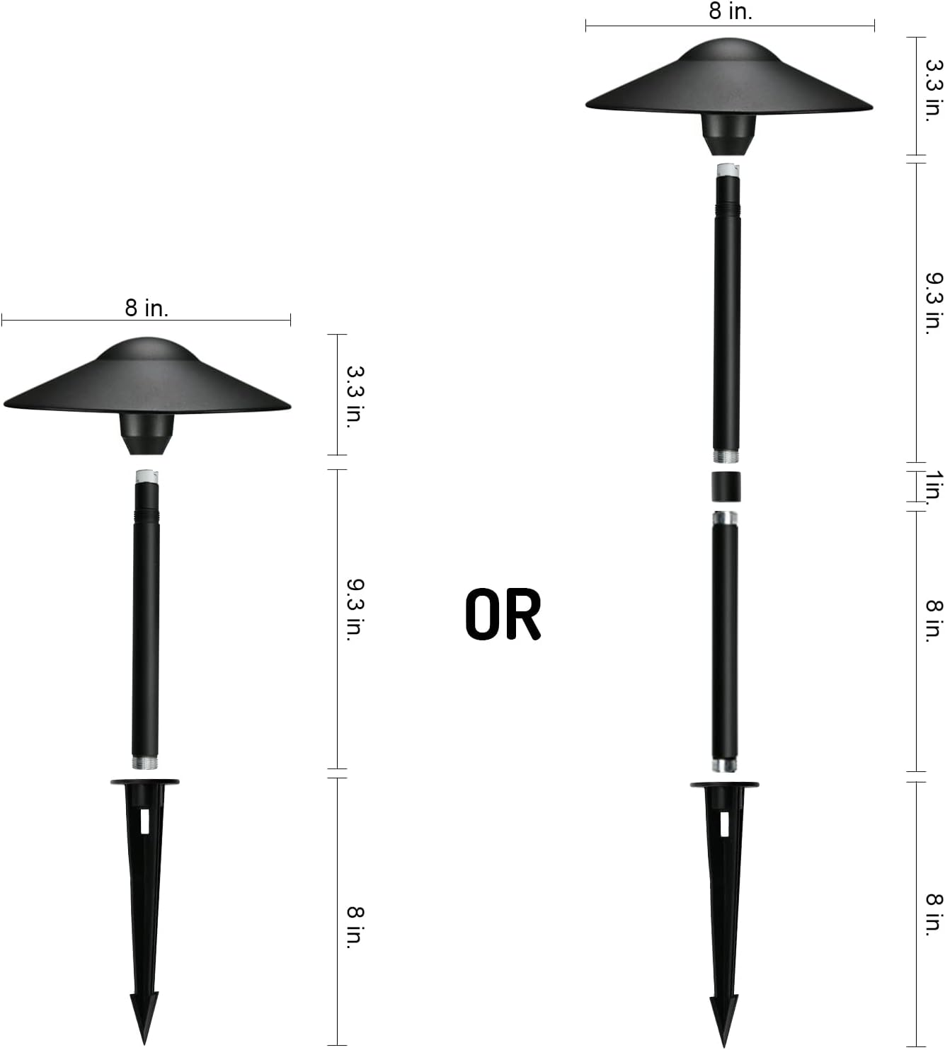 3W LED Landscape Lights Landscape Lighting Low Voltage Outdoor Pathway Lighting Replaceable LED Bulb 3000K Aluminum housing with ABS Ground Stake for Yard Patio Driveway Black, Pack of 6