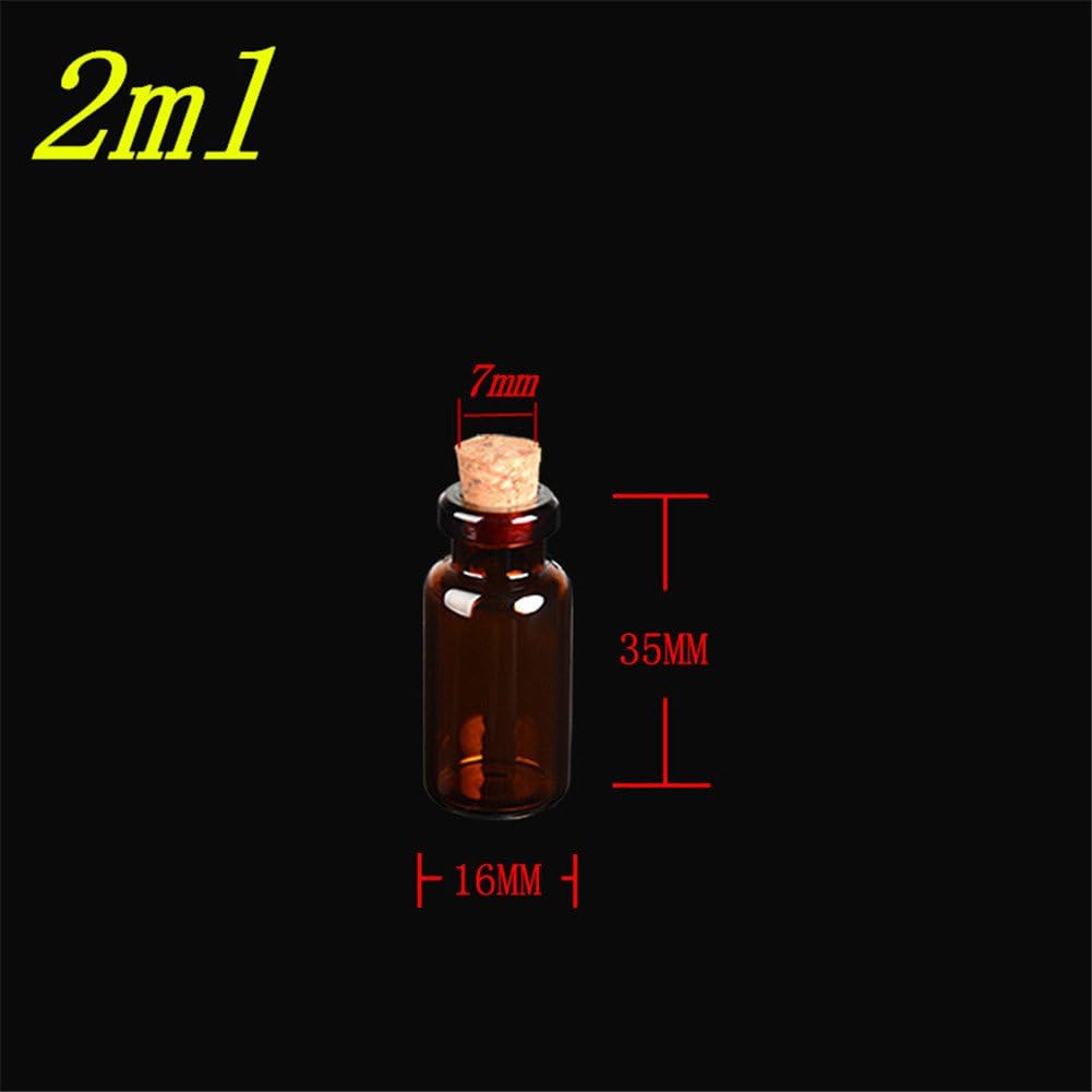 12units 2ml Glass Amber Vials with Cork Empty Small Brown Tiny Glass Jars Mini Glass Bottles Vials Jars (12, 2ML)