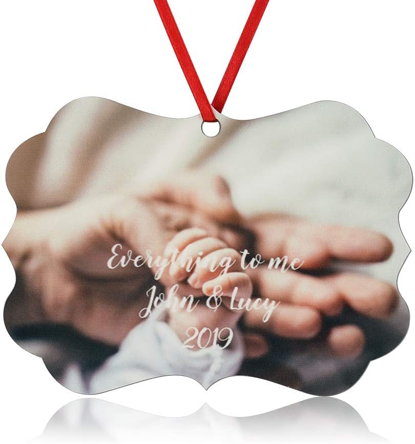 Gemszoo Personalized Picture Christmas Ornament, Custom Double Sided Photo Text Wooden Hanging Xmas Tree Keepsake Pendant Decoration Gift for Family (1, Cloud Shape)
