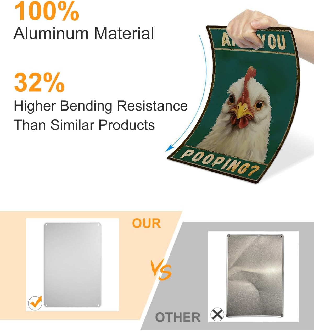 ALKB Chicken Metal Sign for Bathroom Decor - 8x12 Inch Are You Pooping Vintage Chicken Sign Gifts for Chicken Owners