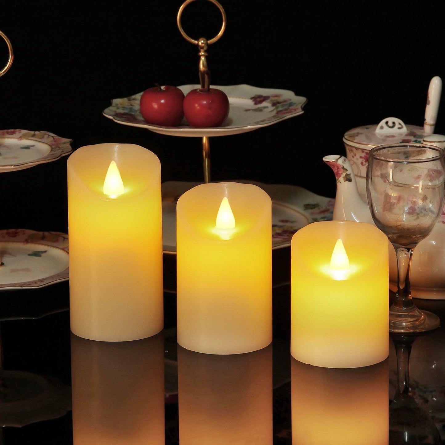 Flameless Battery Operated LED Candles with10key Button Remote Control 24-Hour Timer Set of 3 Electric Flickering Pillar Real Wax，Wedding, Party, Christmas and Home Decoration