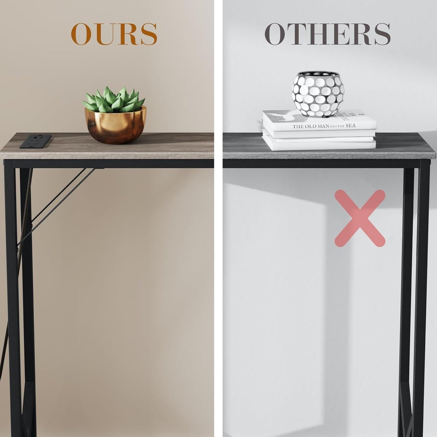 63'' Console Table, Skinny Entryway Table with Fast-Charging Station, Narrow Long Sofa Table, Behind Slim Couch Table for Entrance, Hallway, Living Room Decor ST-GY160-1