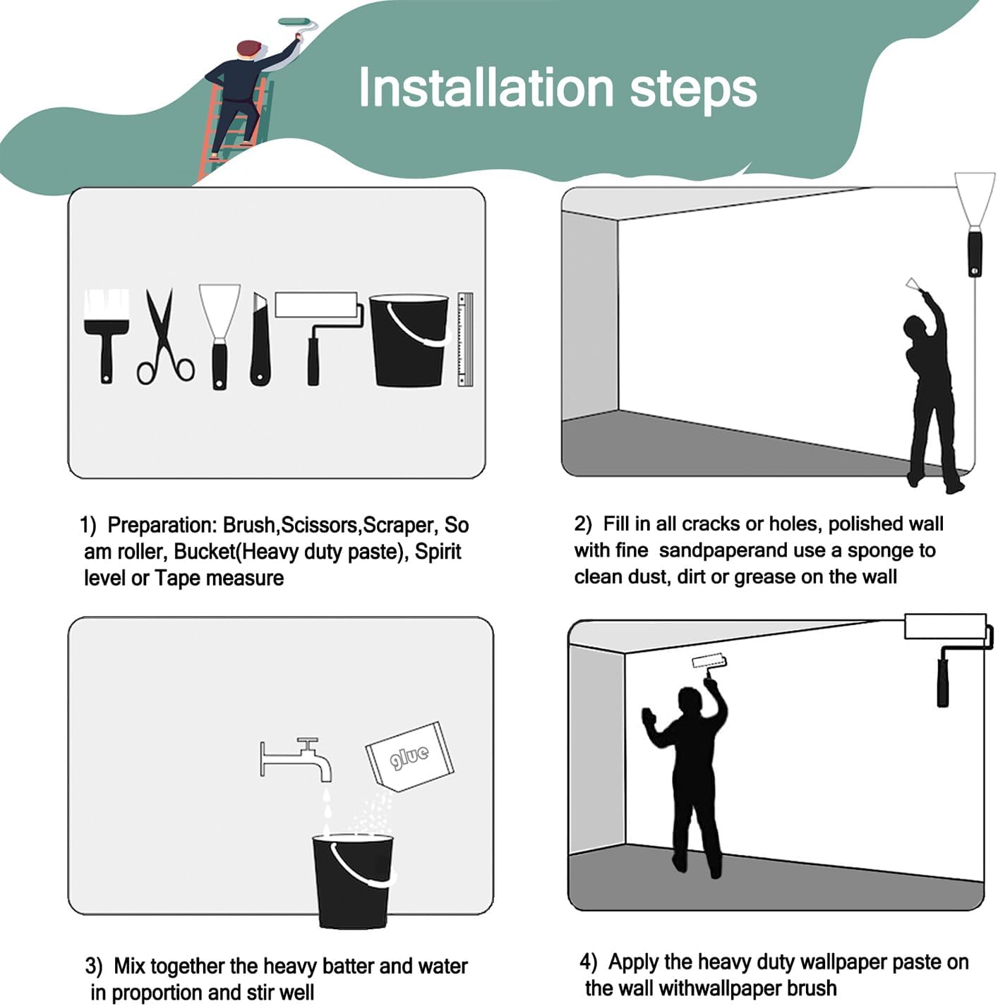 -Hand-Painted Wood Bedroom Wallpaper XT21 L 180" x 115"