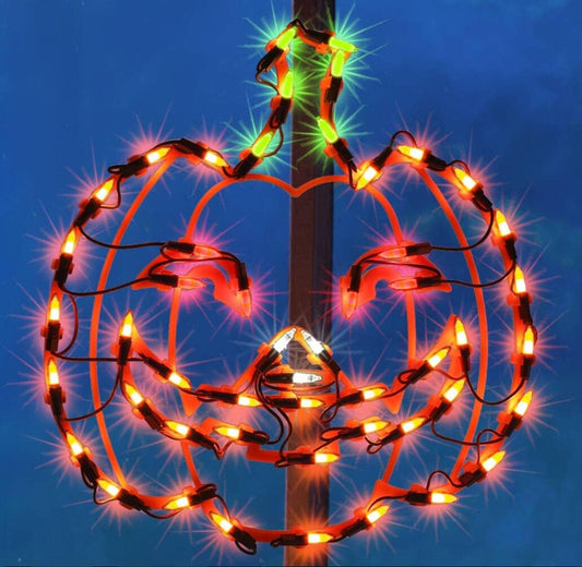 13.3" Lighted Jack-O-Lantern Halloween Window Silhouette Decoration,Halloween Lighted Window Decoration,Hanging Light Up Holiday Ornament( Pumpkin Light)