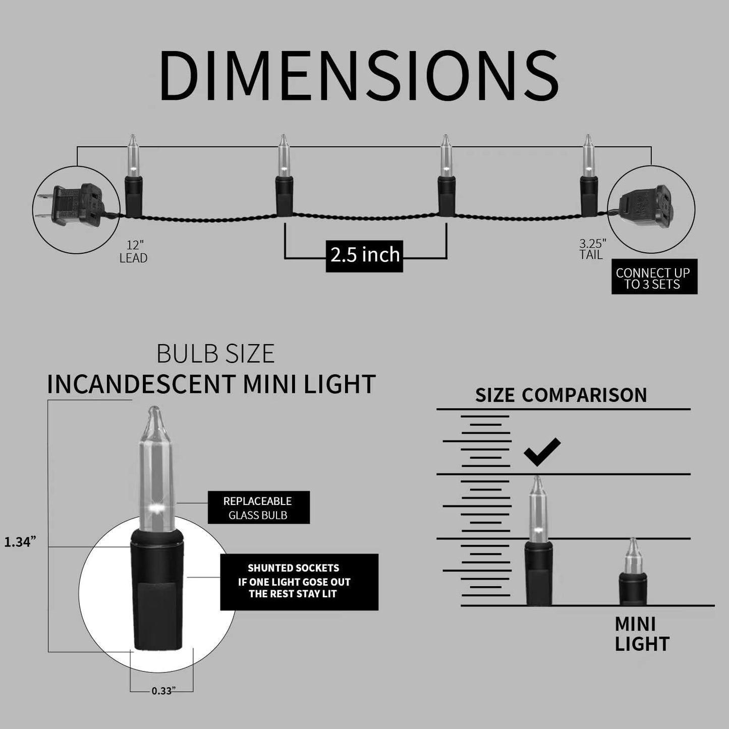 150LIGHTS Yellow Extra-Bright with End Connectors Christmas Decorative Lights 9.72m UL Certified Mini String Light Set Waterproof for Home Garden Holiday Christmas Tree Party Patio Wedding